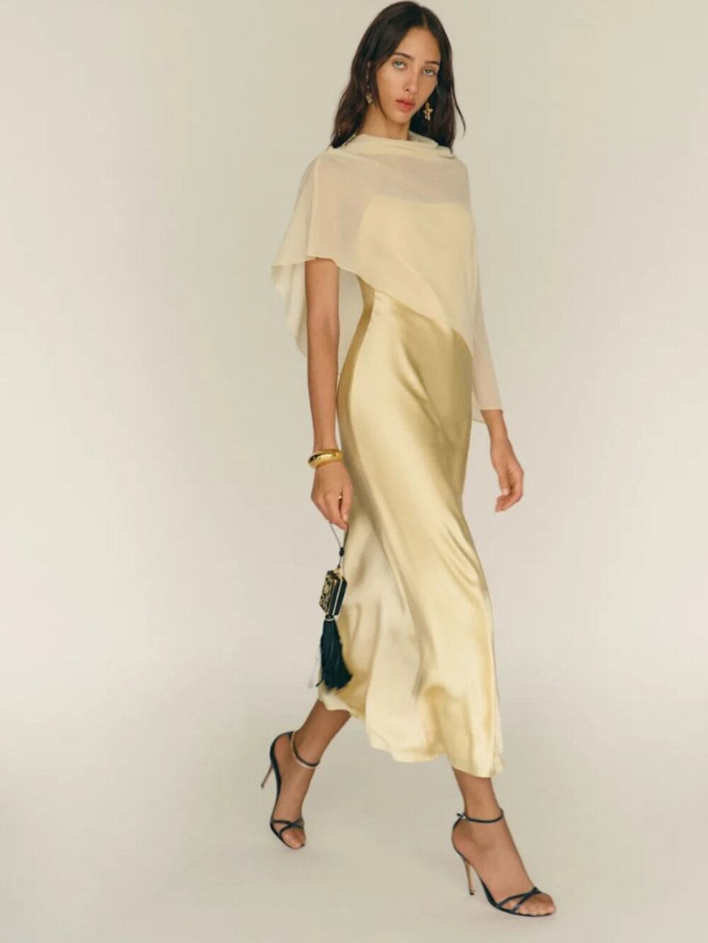Reformation Lilibeth Silk Dress Blonde Yellow Medium